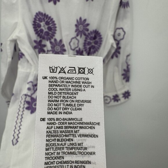 Nimo With Love White and Purple Azurite Dress sz XL NWT Cotton Embroidered - Picture 12 of 12